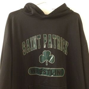 “ Saint Patrick  Wrestling “  Shamrock Hoodie Black Team Sweatshirt Men XL